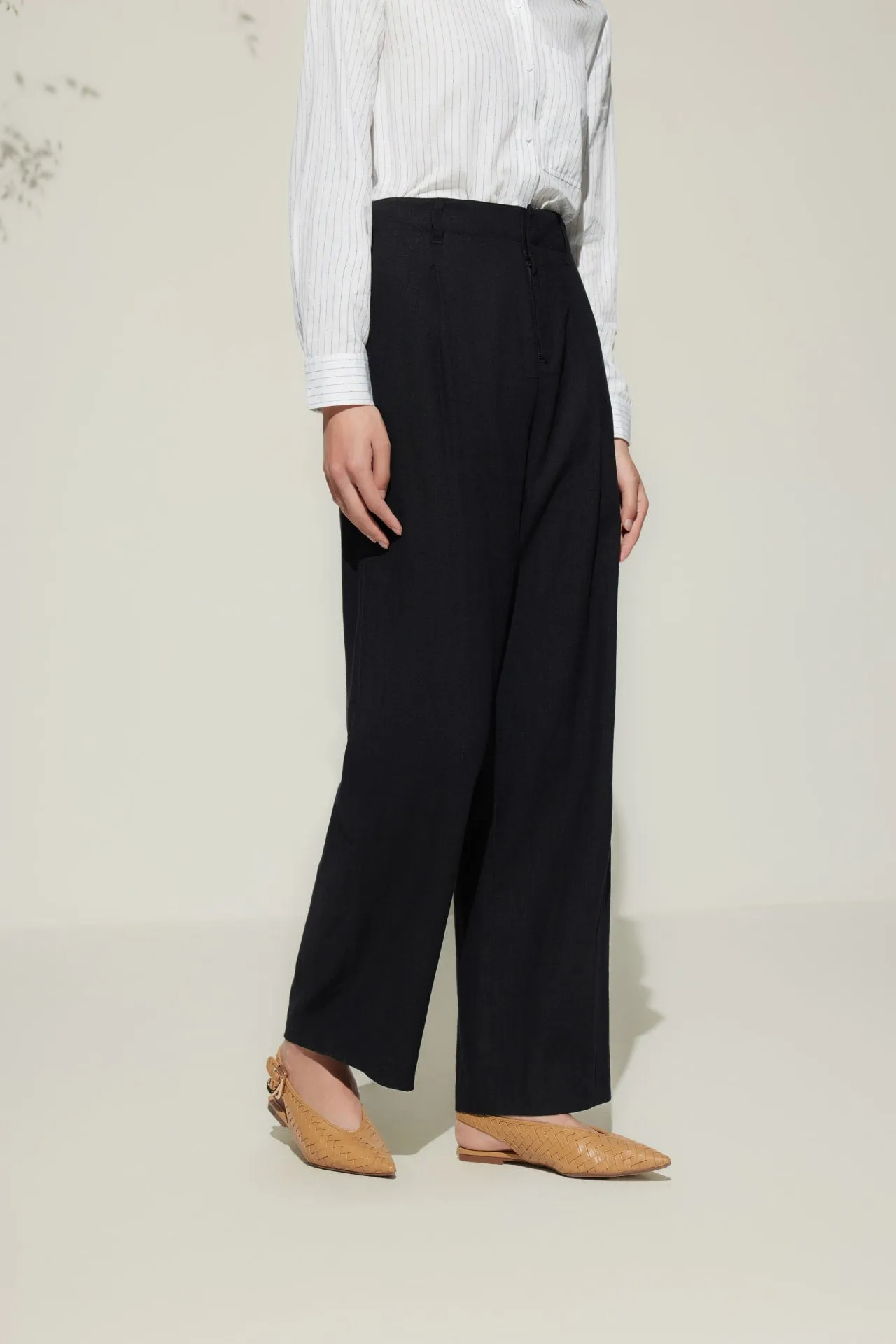 Lined Blend Relaxed Straight Leg Casual Pants