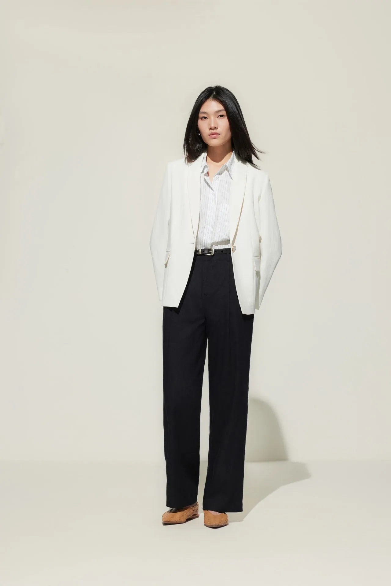 Lined Blend Relaxed Straight Leg Casual Pants