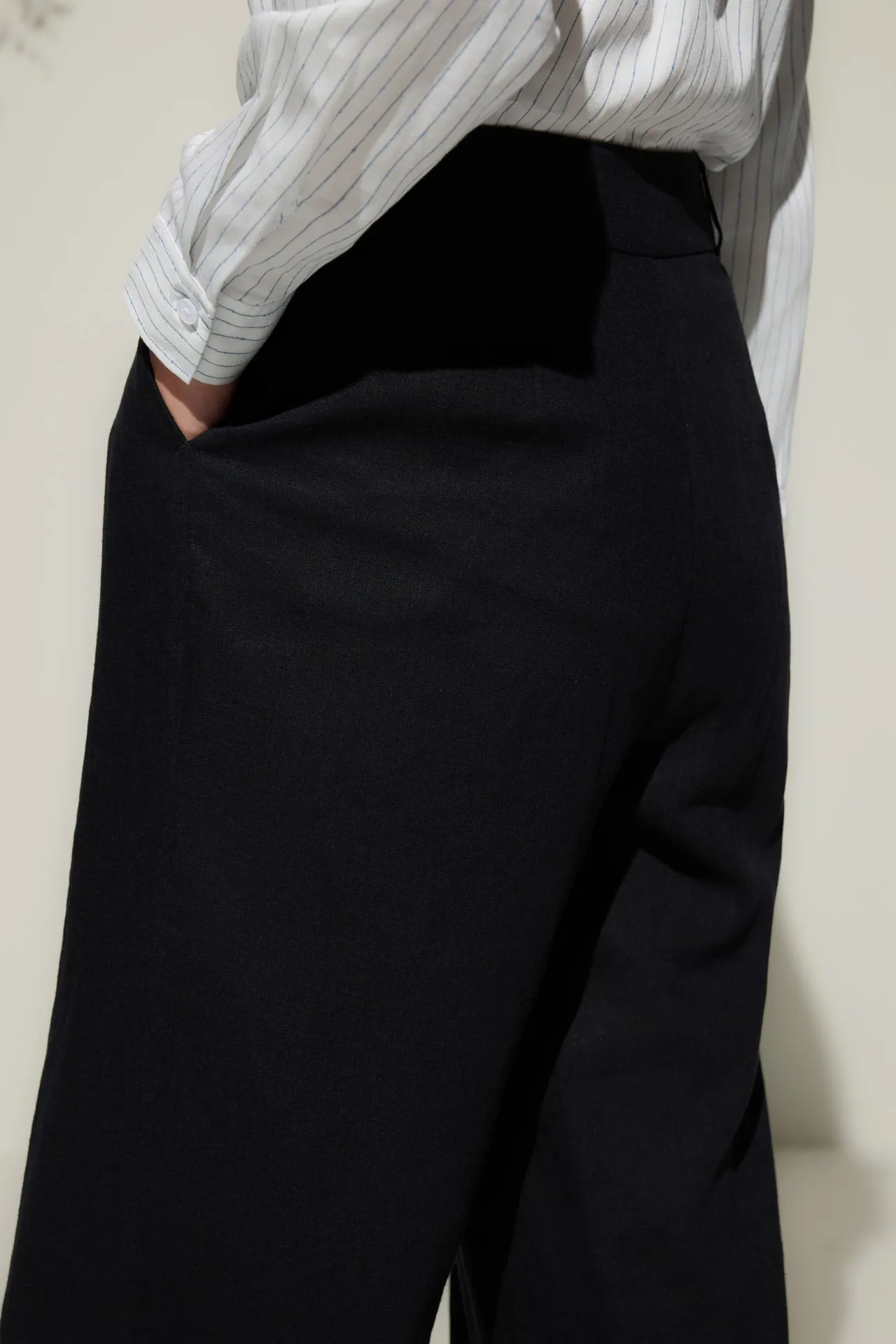 Lined Blend Relaxed Straight Leg Casual Pants