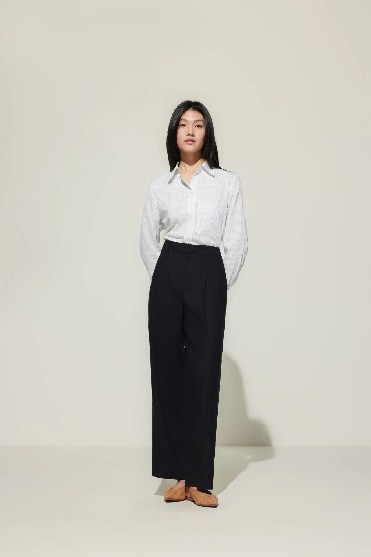 Lined Blend Relaxed Straight Leg Casual Pants