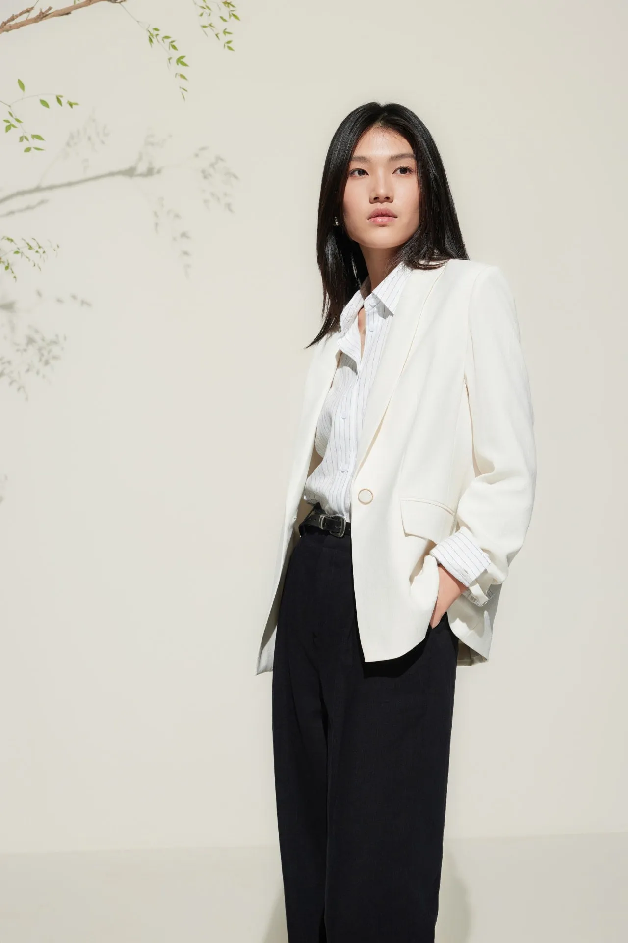Lined Blend Relaxed Straight Leg Casual Pants