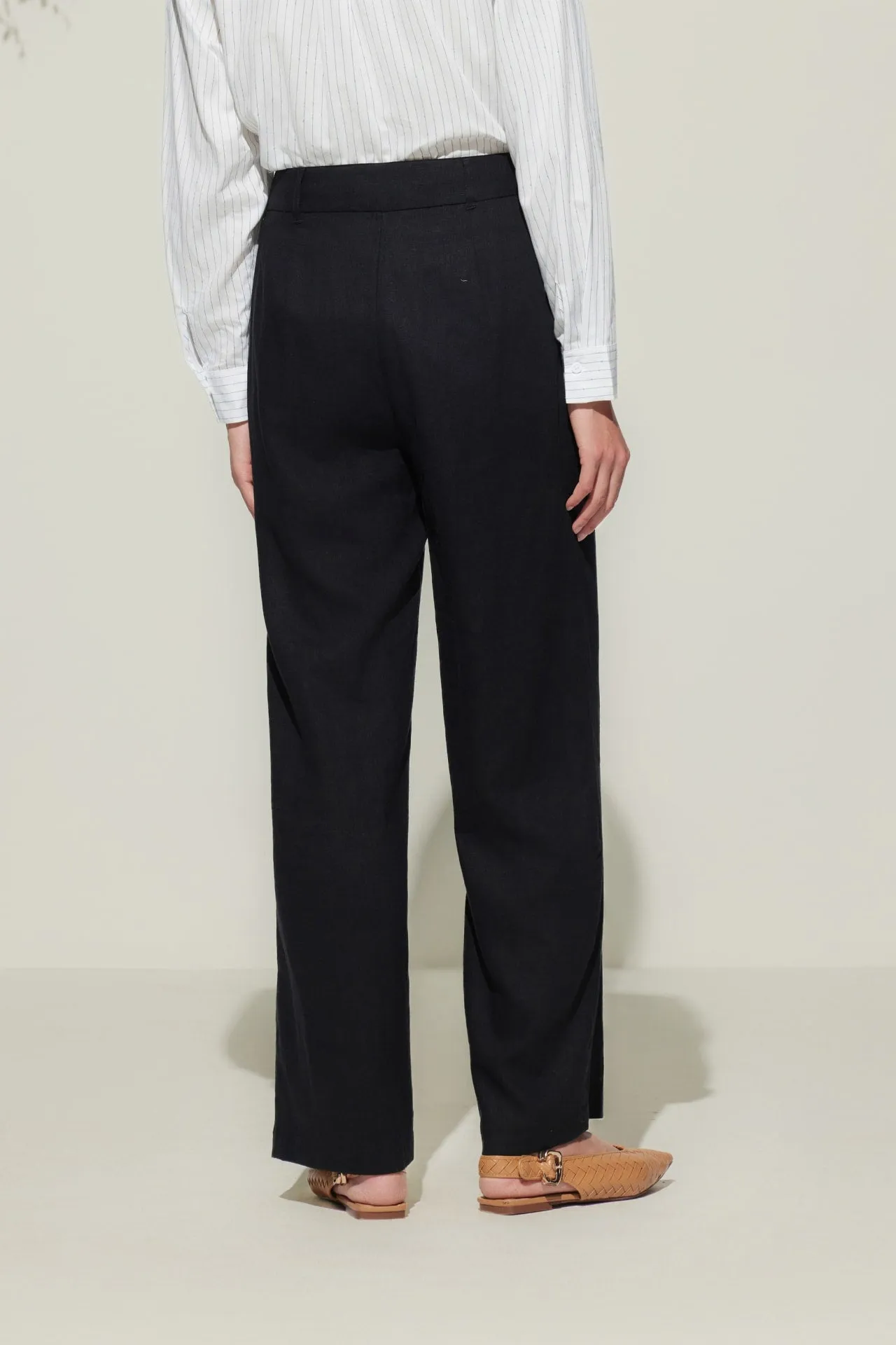 Lined Blend Relaxed Straight Leg Casual Pants