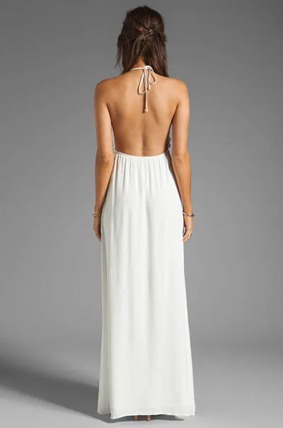 Lined Chiffon Long Dress With Flowers
