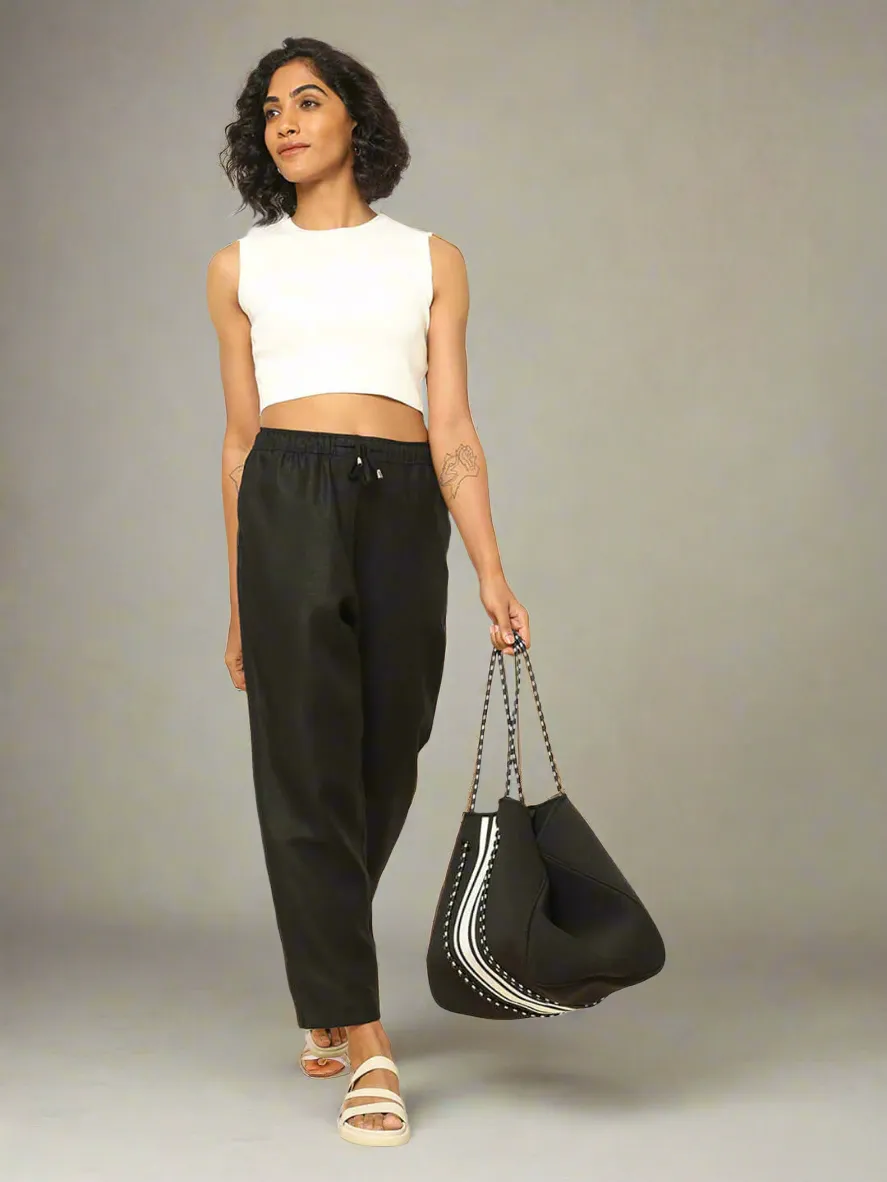 Linen Tapered Pants Black