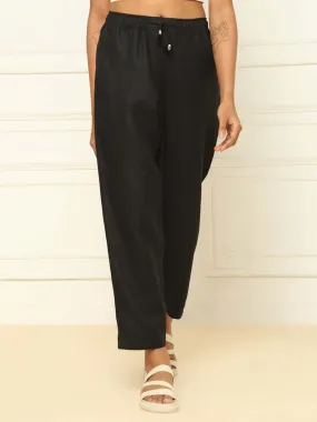 Linen Tapered Pants Black