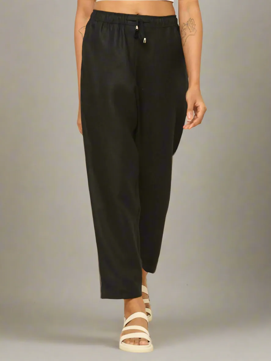 Linen Tapered Pants Black