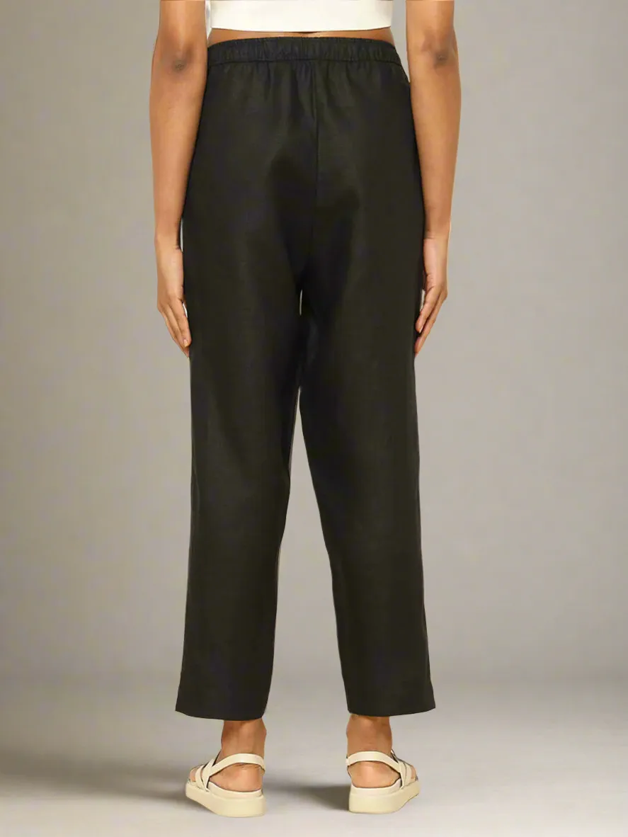 Linen Tapered Pants Black