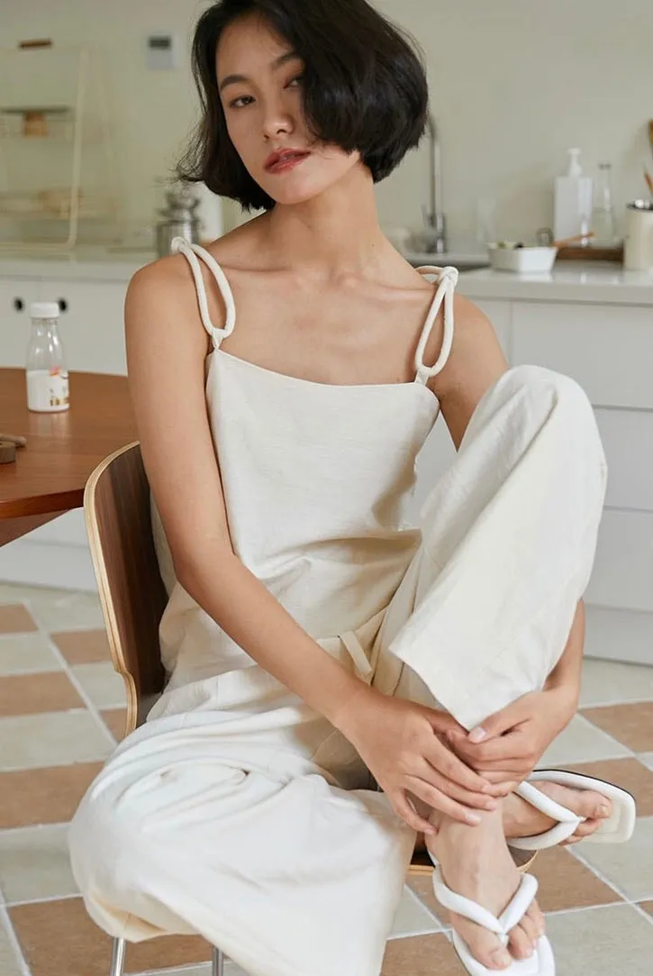 Loop Strap Knot Top in Cream