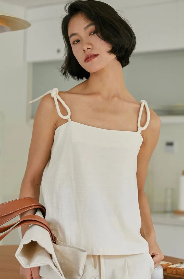 Loop Strap Knot Top in Cream