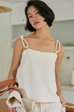 Loop Strap Knot Top in Cream