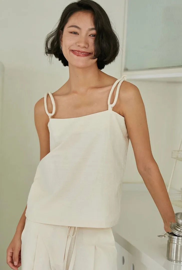 Loop Strap Knot Top in Cream