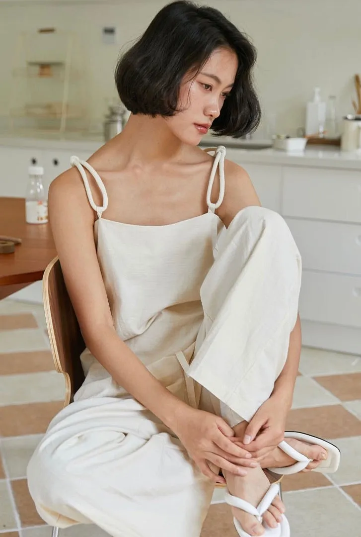 Loop Strap Knot Top in Cream