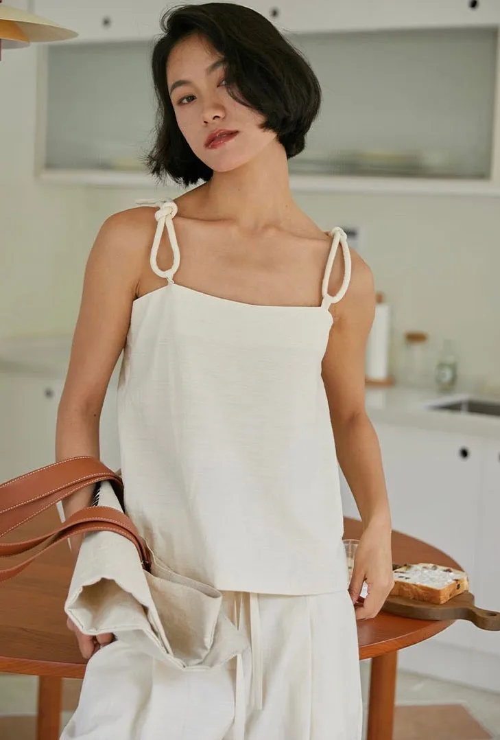 Loop Strap Knot Top in Cream