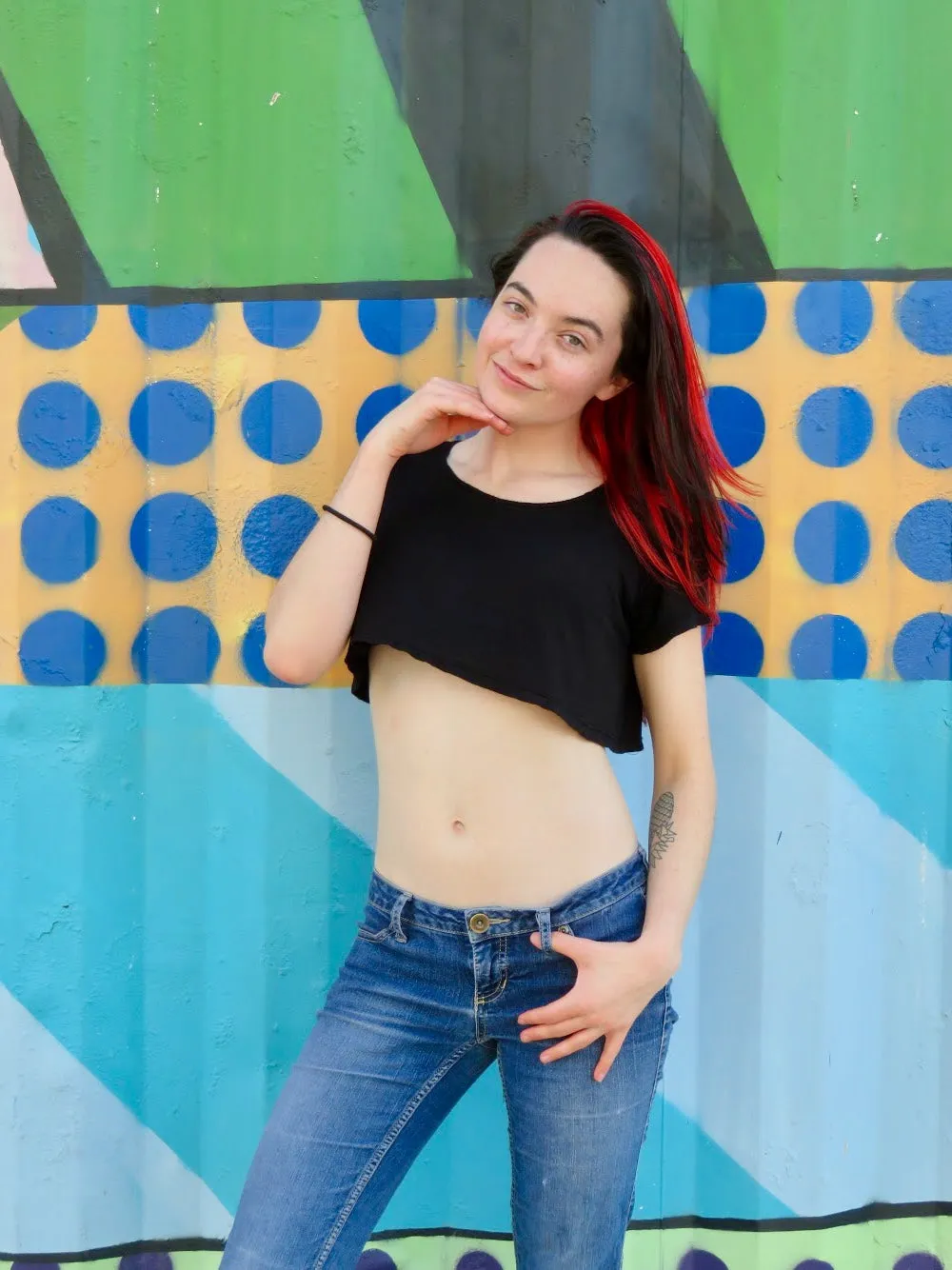Loose Boxy Black Short Sleeve Crop Top / Made in USA