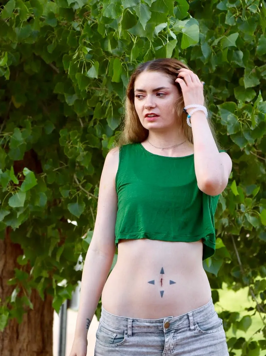 Loose Boxy Green Crop Tank Top / Made in USA