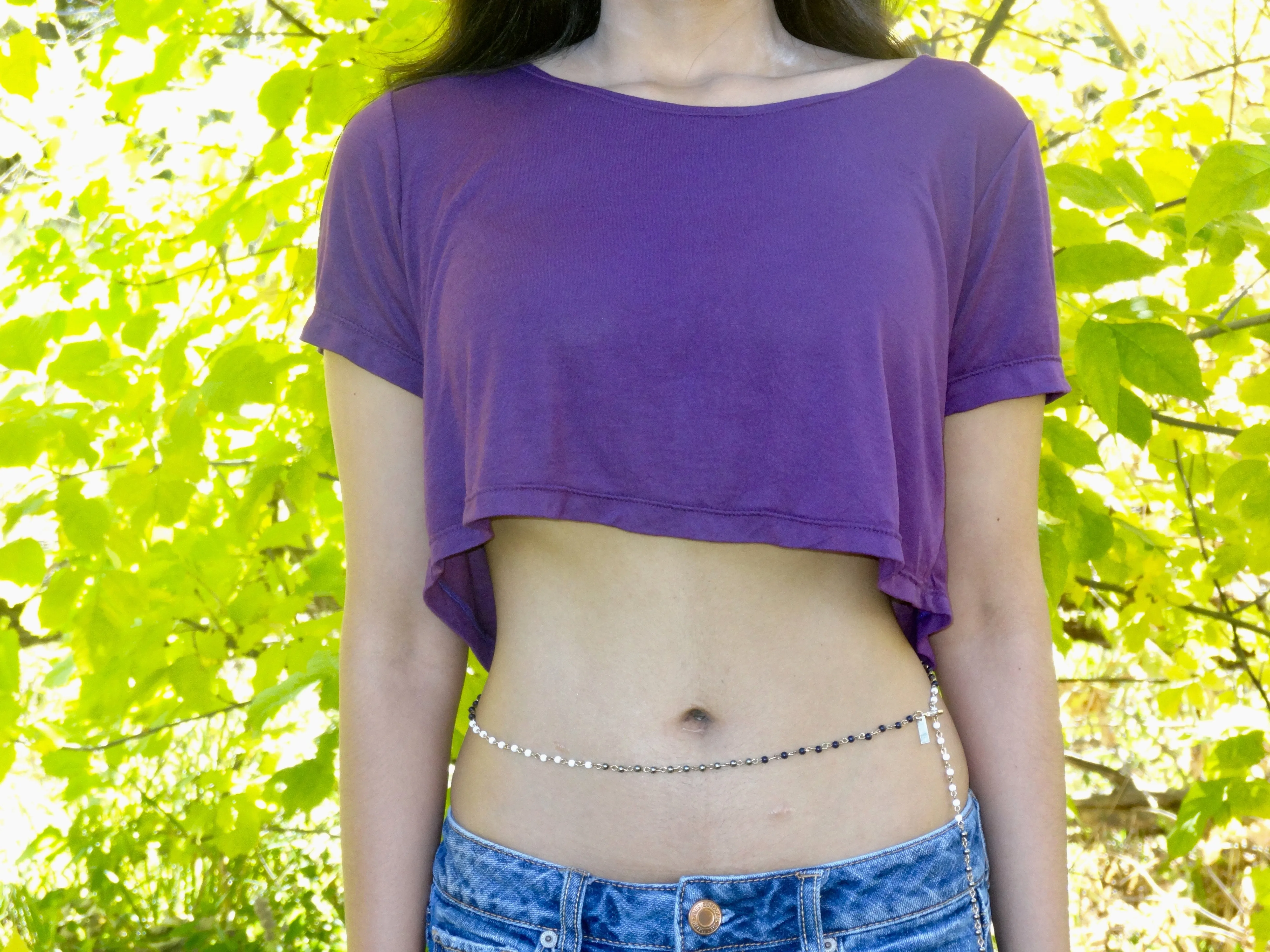 Loose Boxy Purple Short Sleeve Crop Top / Made in USA