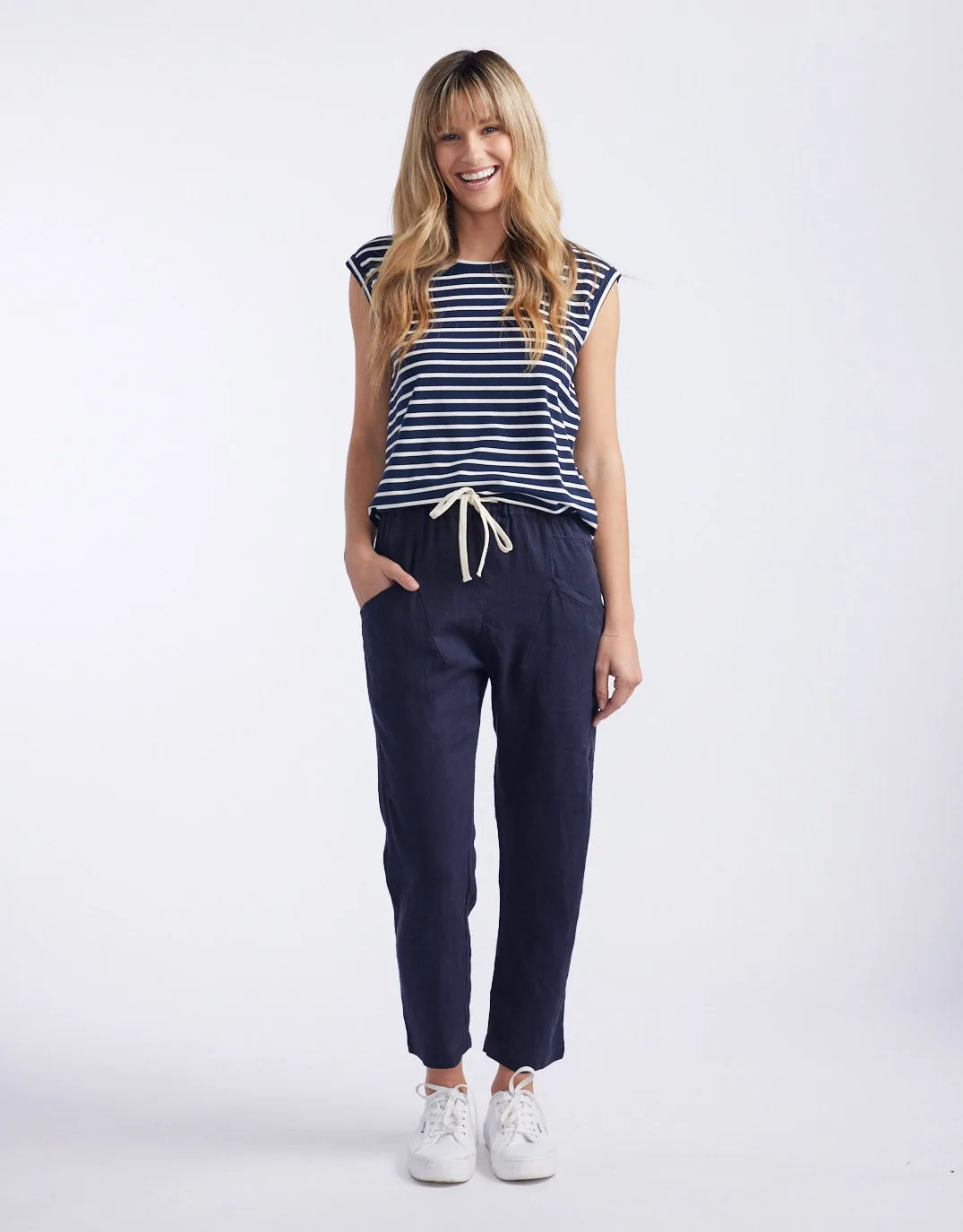 Luxe Linen Pants - French Navy