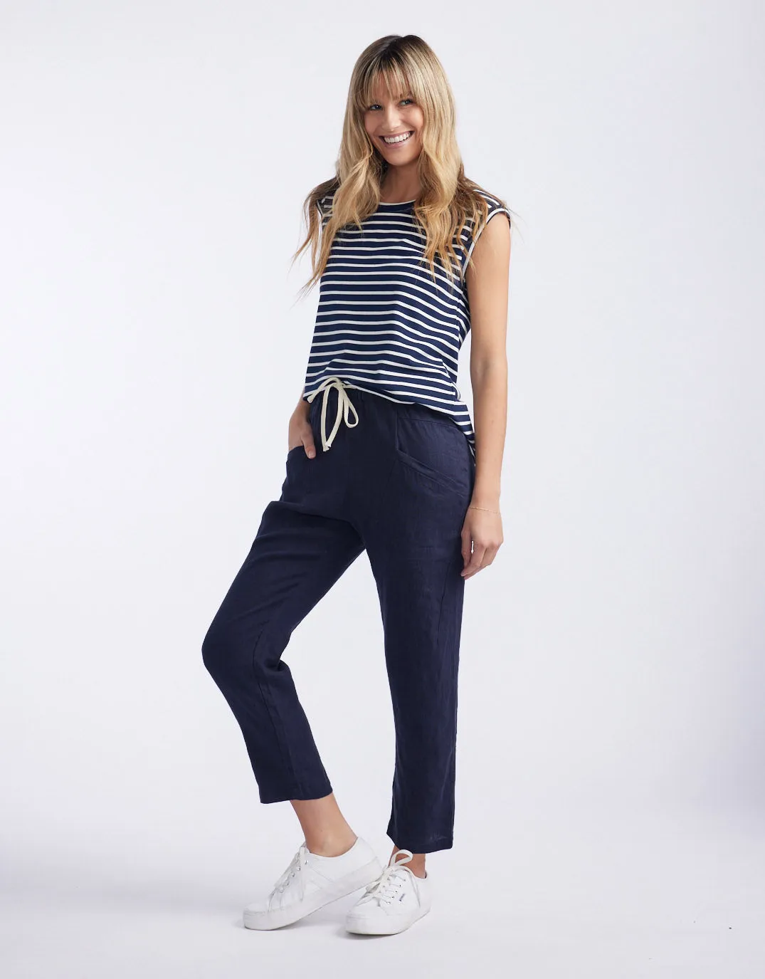 Luxe Linen Pants - French Navy