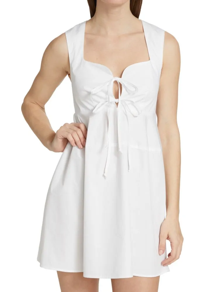 Matthew Bruch Tie Front Apron Mini Dress, White