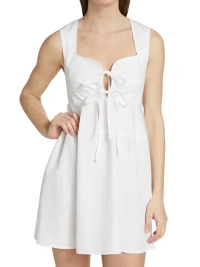 Matthew Bruch Tie Front Apron Mini Dress, White