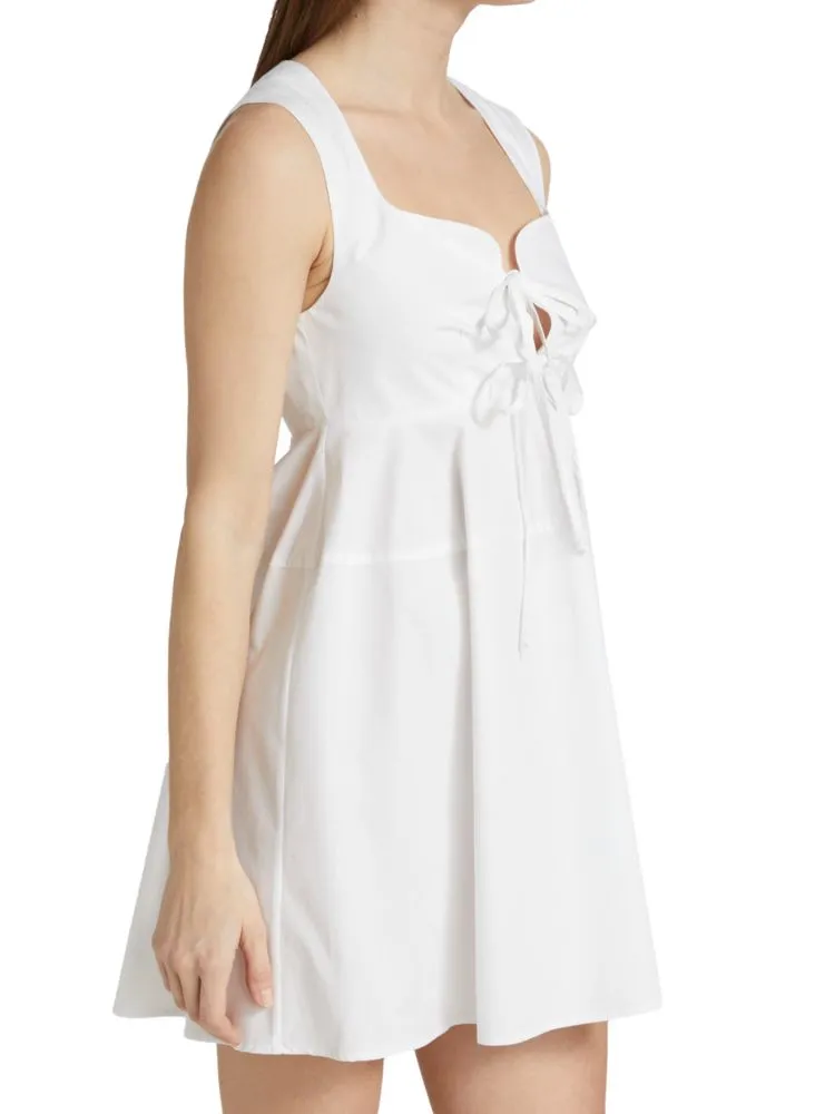 Matthew Bruch Tie Front Apron Mini Dress, White