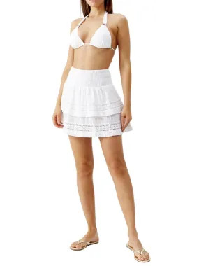 Melissa Odabash Barbara Tiered Short Skirt- White