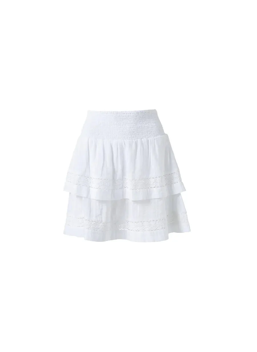 Melissa Odabash Barbara Tiered Short Skirt- White