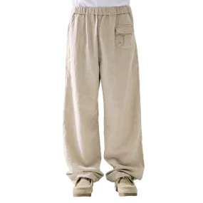 Men's Casual Loose Linen Elastic Waist Floor-length Pants 79160560U
