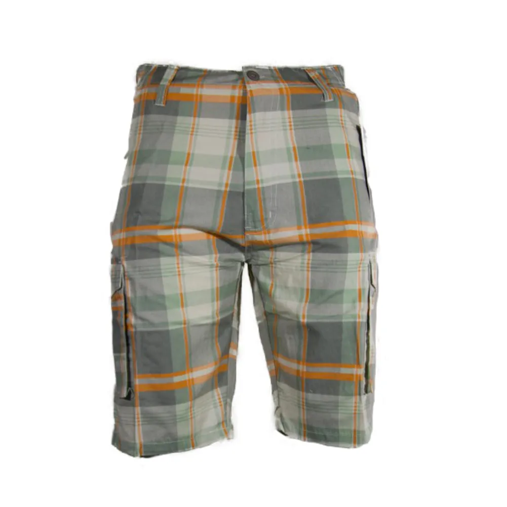 Men's Plaid Cargo Shorts Checkered Multi Pocket Lightweight Casual Button Shorts