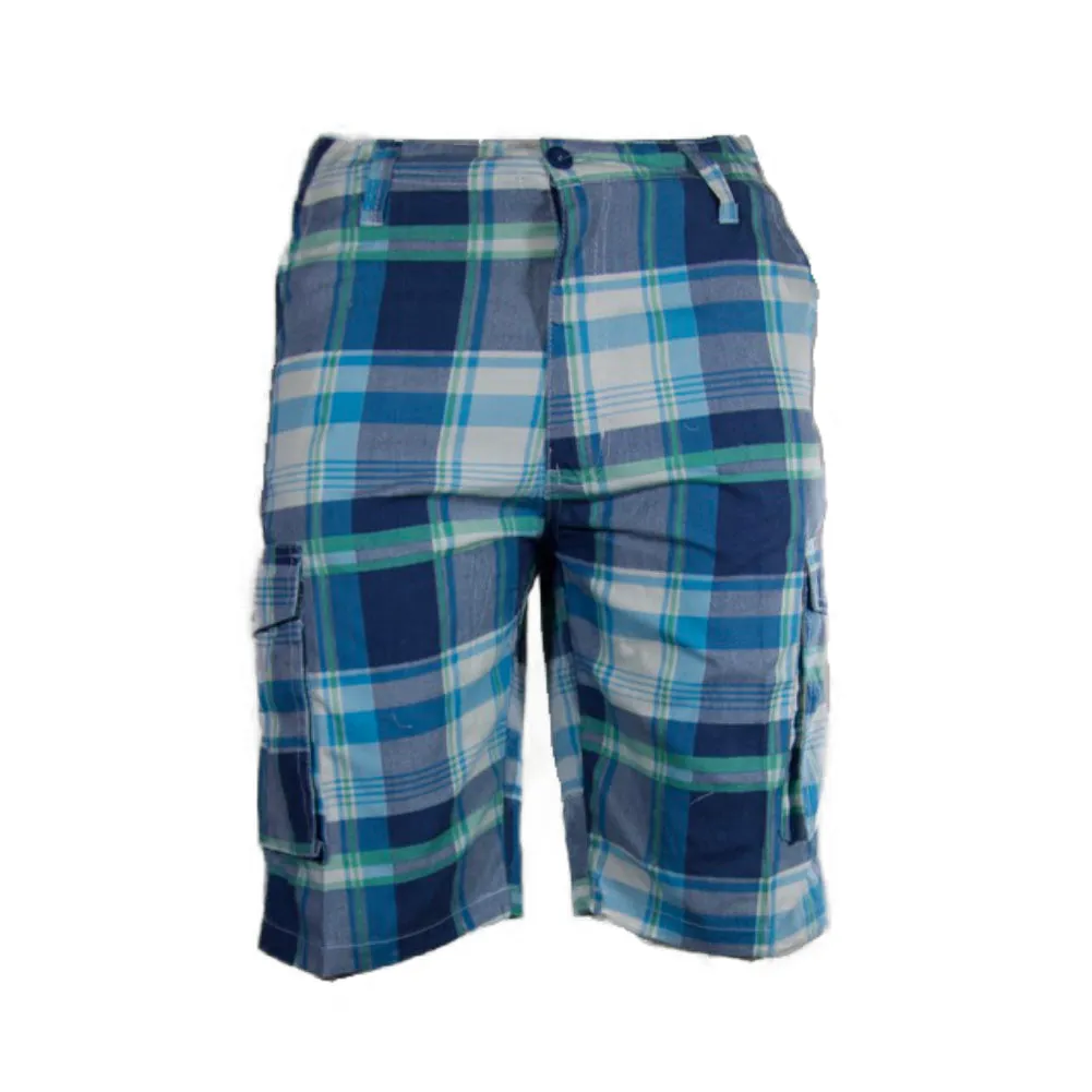 Men's Plaid Cargo Shorts Checkered Multi Pocket Lightweight Casual Button Shorts
