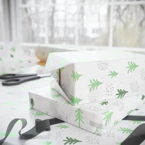 Minimalist Evergreen Wrapping Paper : Modern Holiday Gift Wrap with Simple Green Tree Design, Perfect for Christmas Gifts