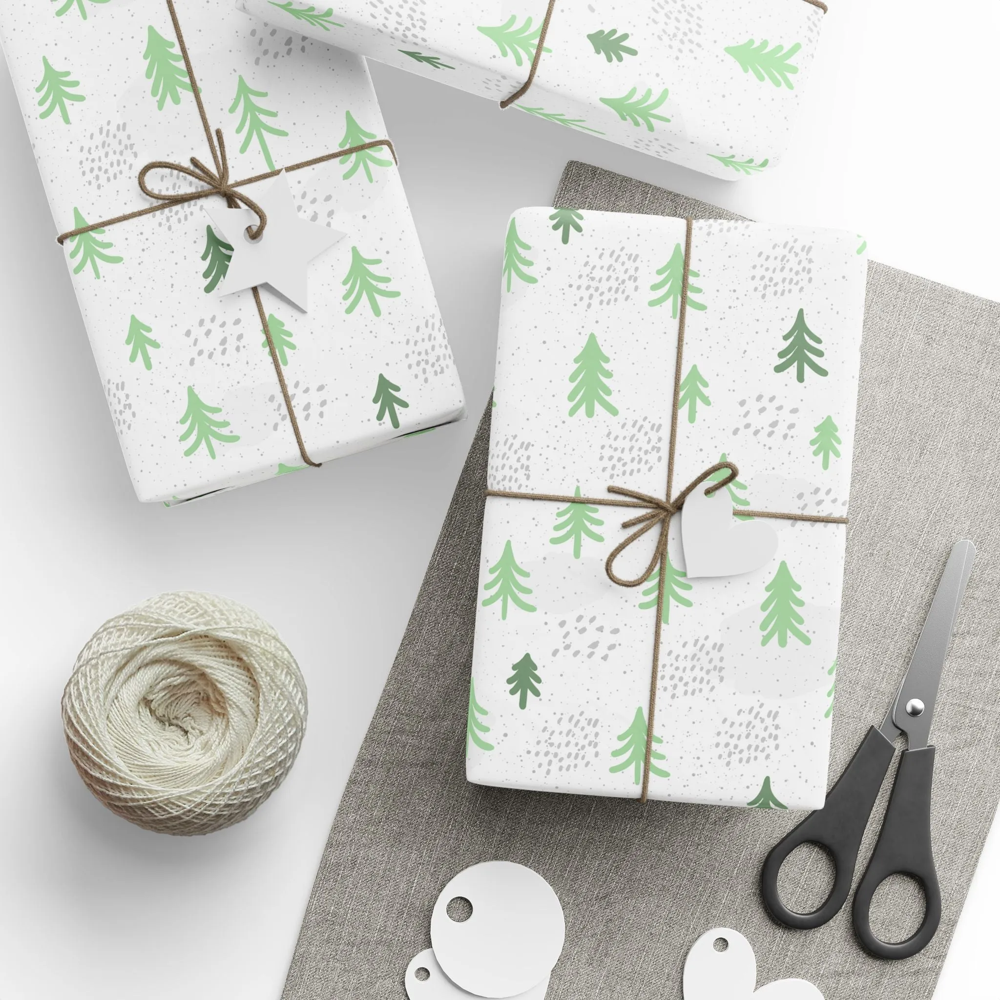Minimalist Evergreen Wrapping Paper : Modern Holiday Gift Wrap with Simple Green Tree Design, Perfect for Christmas Gifts