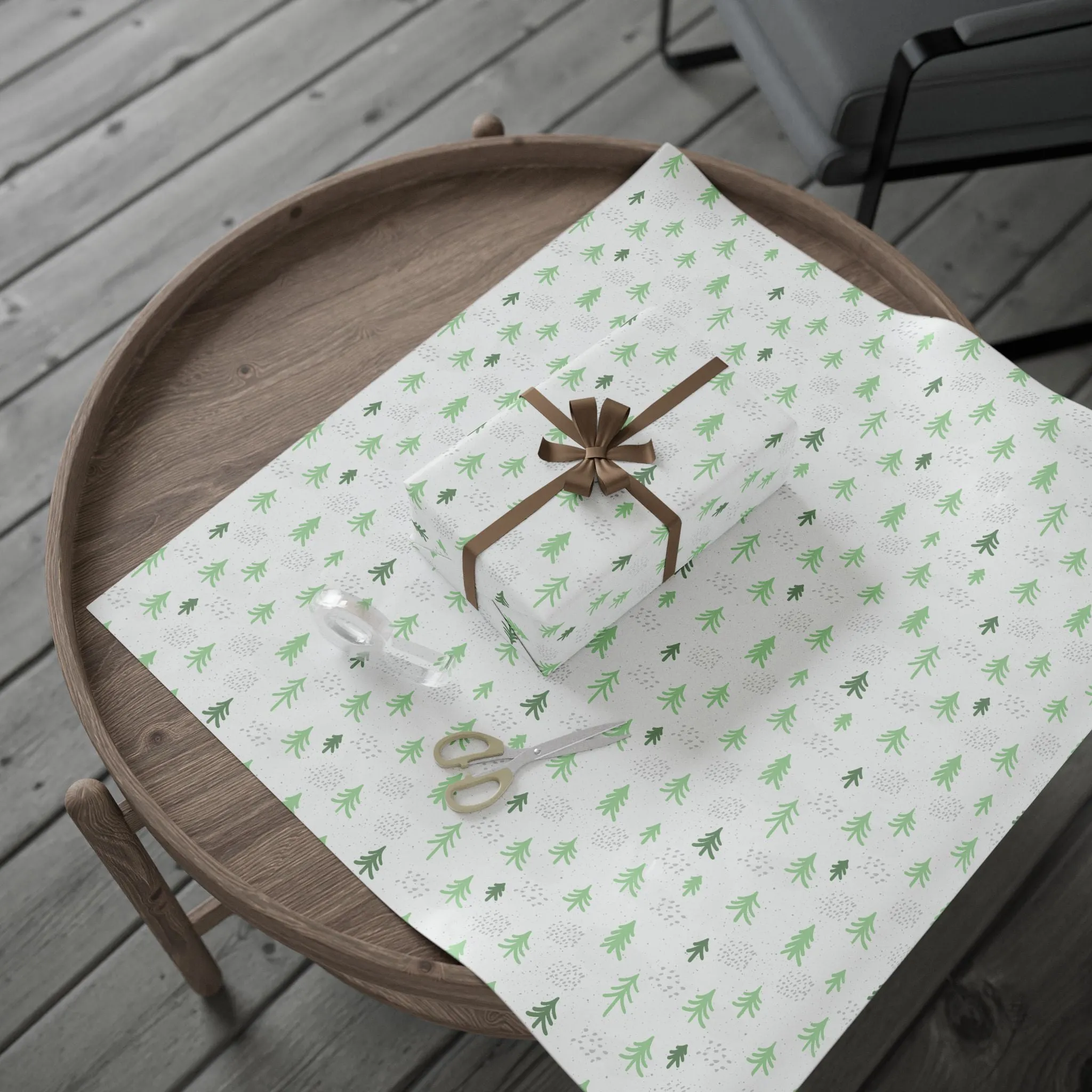 Minimalist Evergreen Wrapping Paper : Modern Holiday Gift Wrap with Simple Green Tree Design, Perfect for Christmas Gifts