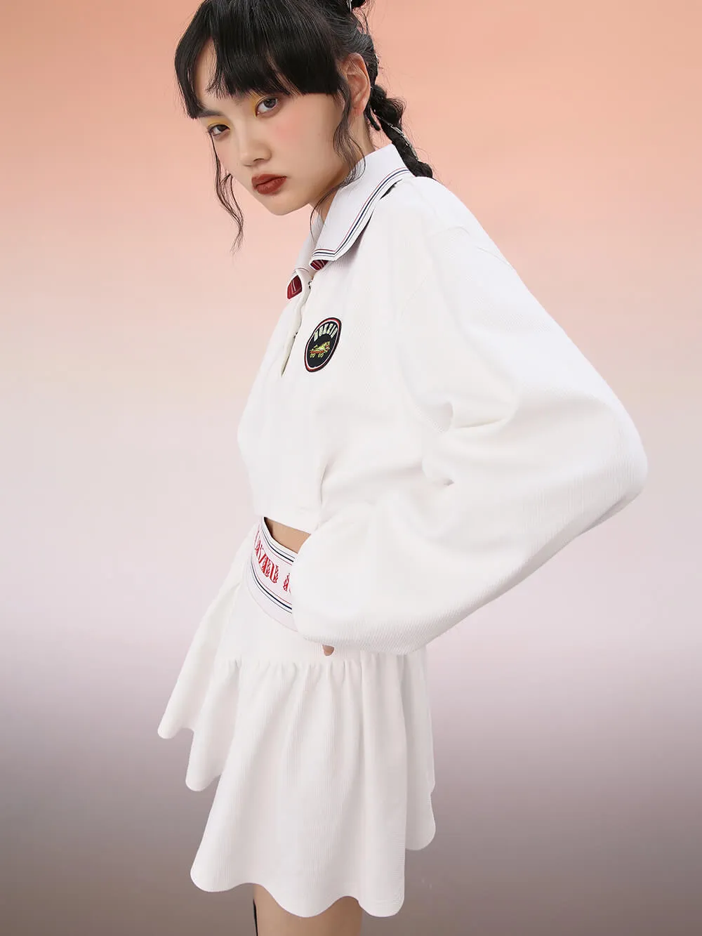 MUKZIN Loose-fit Long-sleeve Crop Tops