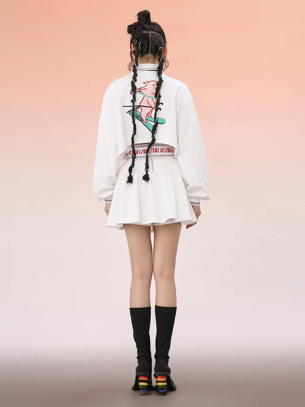 MUKZIN Loose-fit Long-sleeve Crop Tops