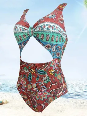 New Female Retro Style Triangle One-piece Swimsuit