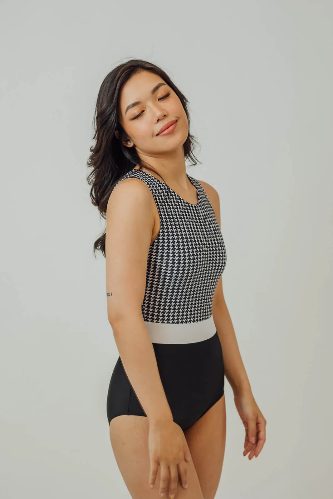 Nilda Houndstooth Tri-Tone One Piece