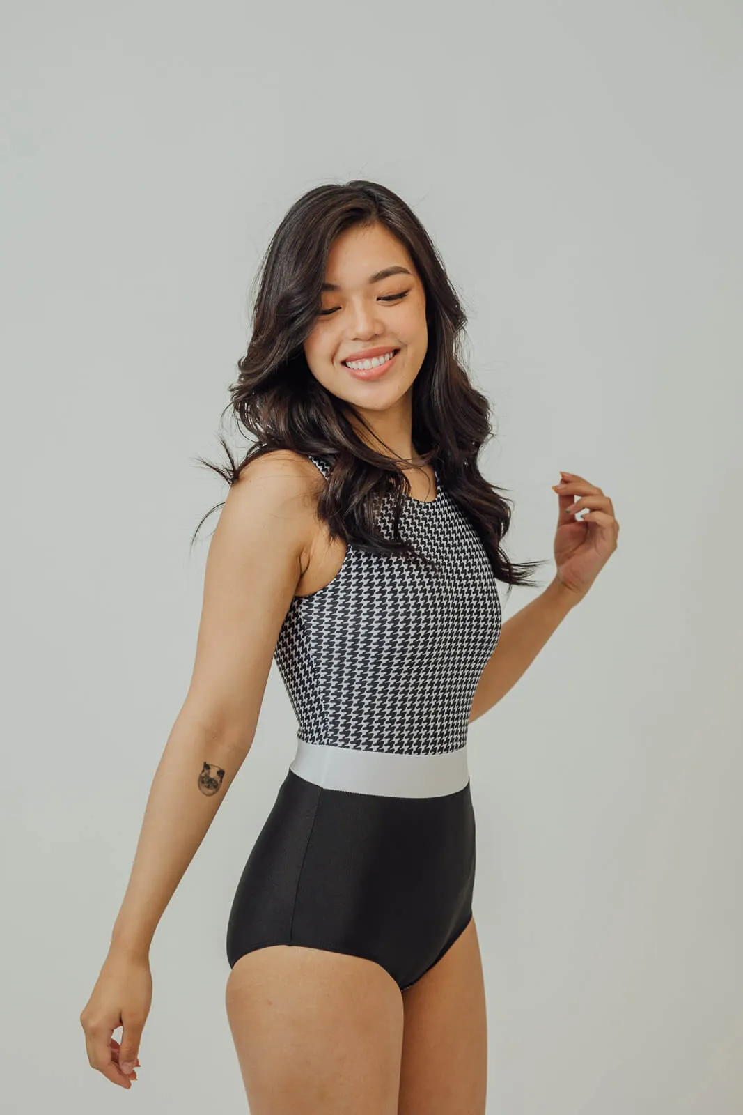 Nilda Houndstooth Tri-Tone One Piece