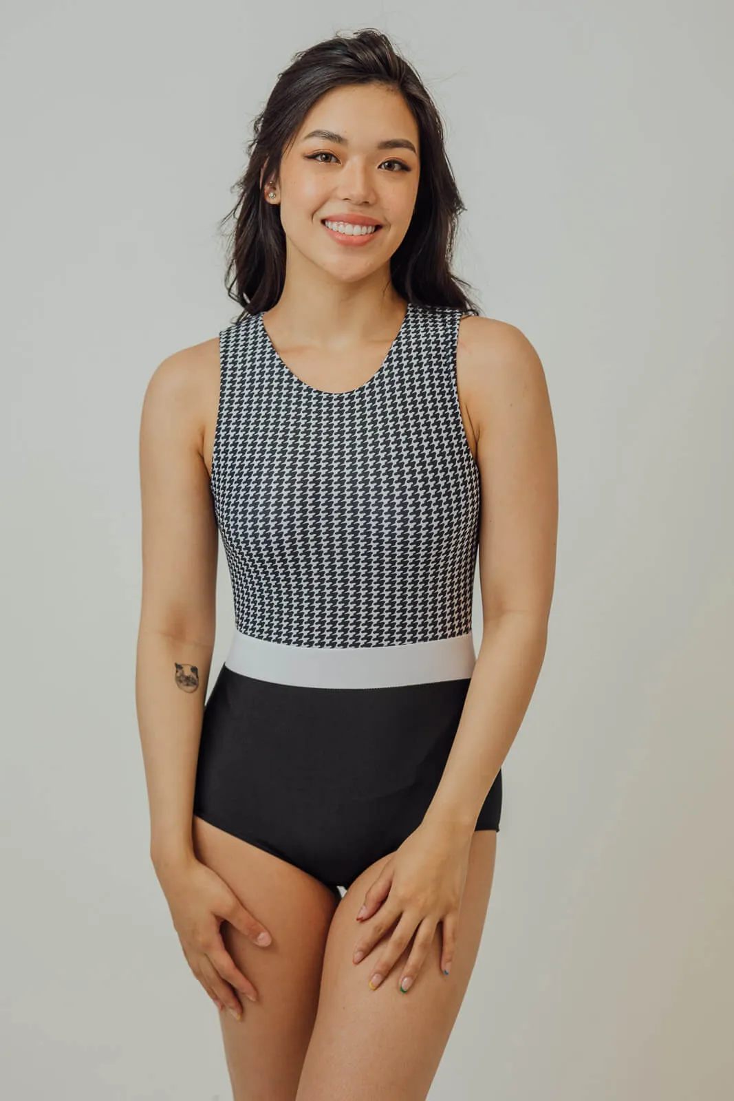 Nilda Houndstooth Tri-Tone One Piece