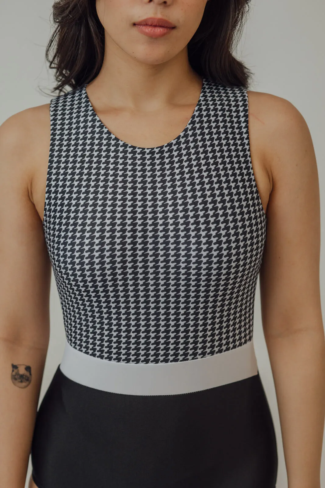 Nilda Houndstooth Tri-Tone One Piece