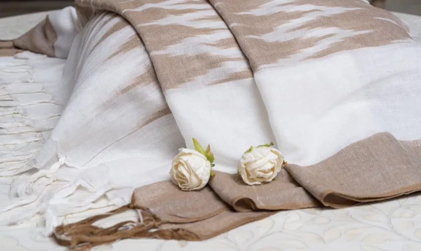 OMVAI The IKAT Dupatta with Tassels  - Caramel Brown