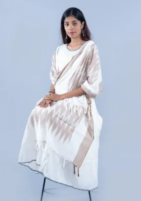 OMVAI The IKAT Dupatta with Tassels  - Caramel Brown