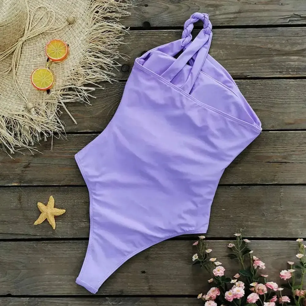 One shoulder cutout swimsuit