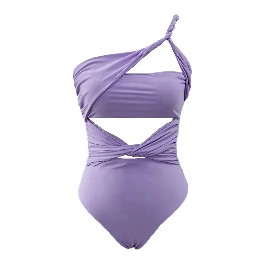 One shoulder cutout swimsuit
