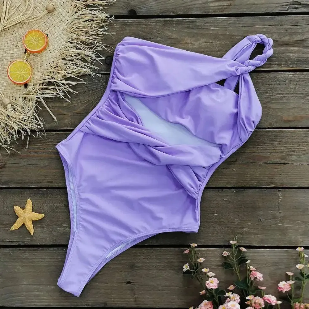 One shoulder cutout swimsuit
