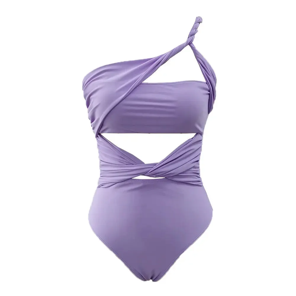 One shoulder cutout swimsuit