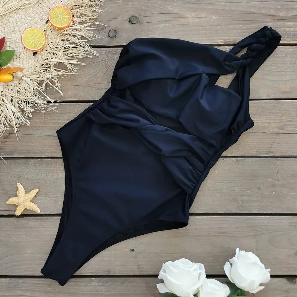 One shoulder cutout swimsuit