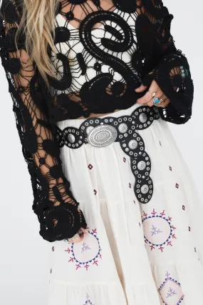 Onyx Oval Western Belt - Black