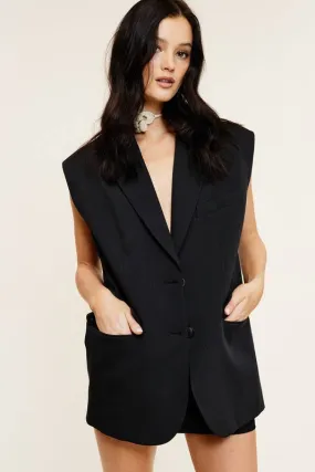 OVERSIZED BLAZER VEST WITH SHOULDER PADS