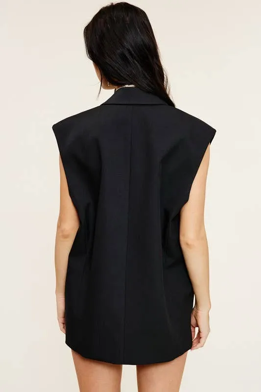 OVERSIZED BLAZER VEST WITH SHOULDER PADS